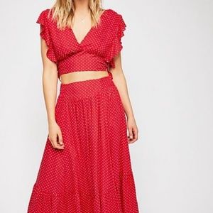 Free People Red Polka Dot 2 Piece Dress